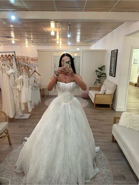 Maggie Sottero Strapless Lace Ball Gown in Ivory